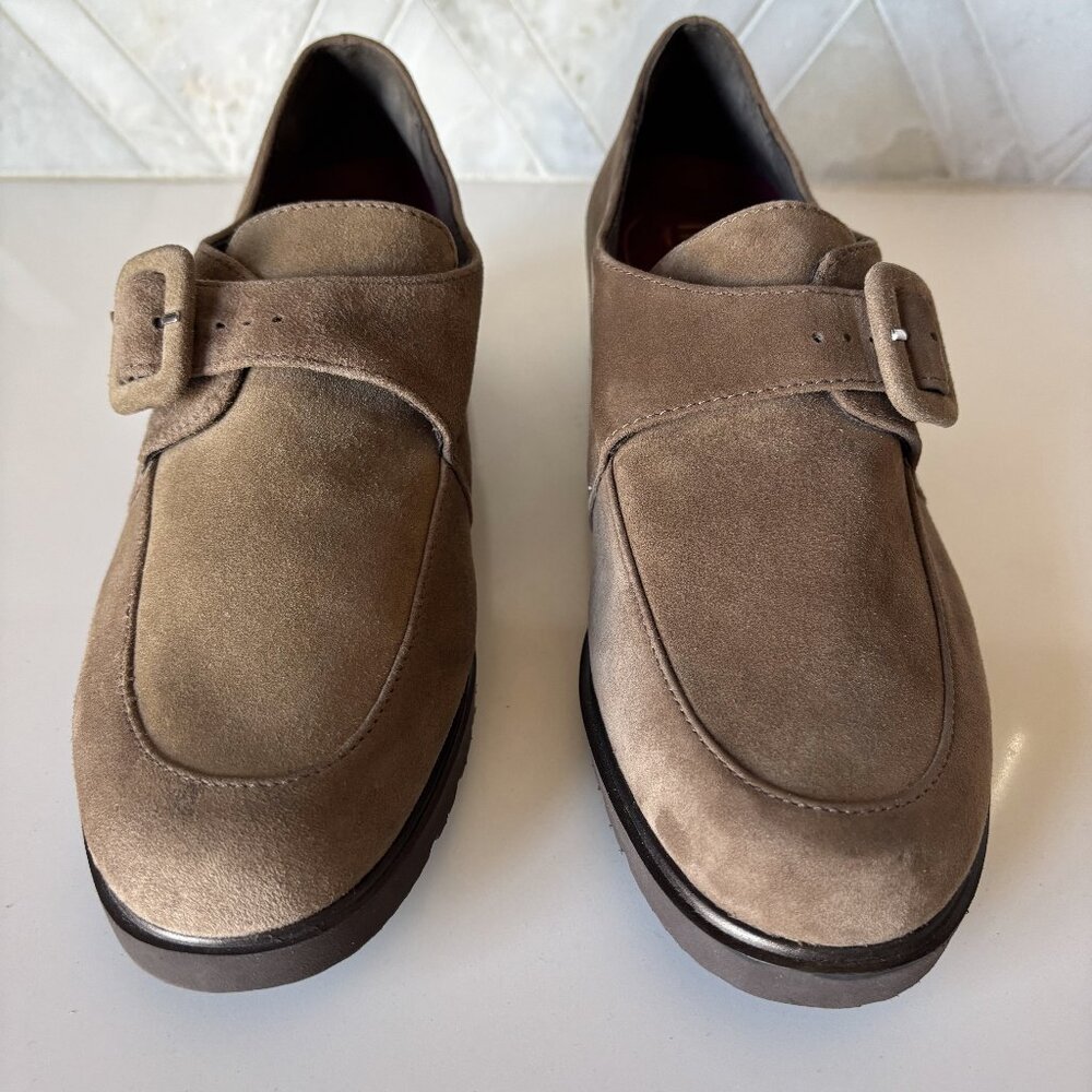 Munro American Size 7.5M Tan Brown Suede Loafer Monk Strap Buckle Winslow Loafer - Picture 4 of 9